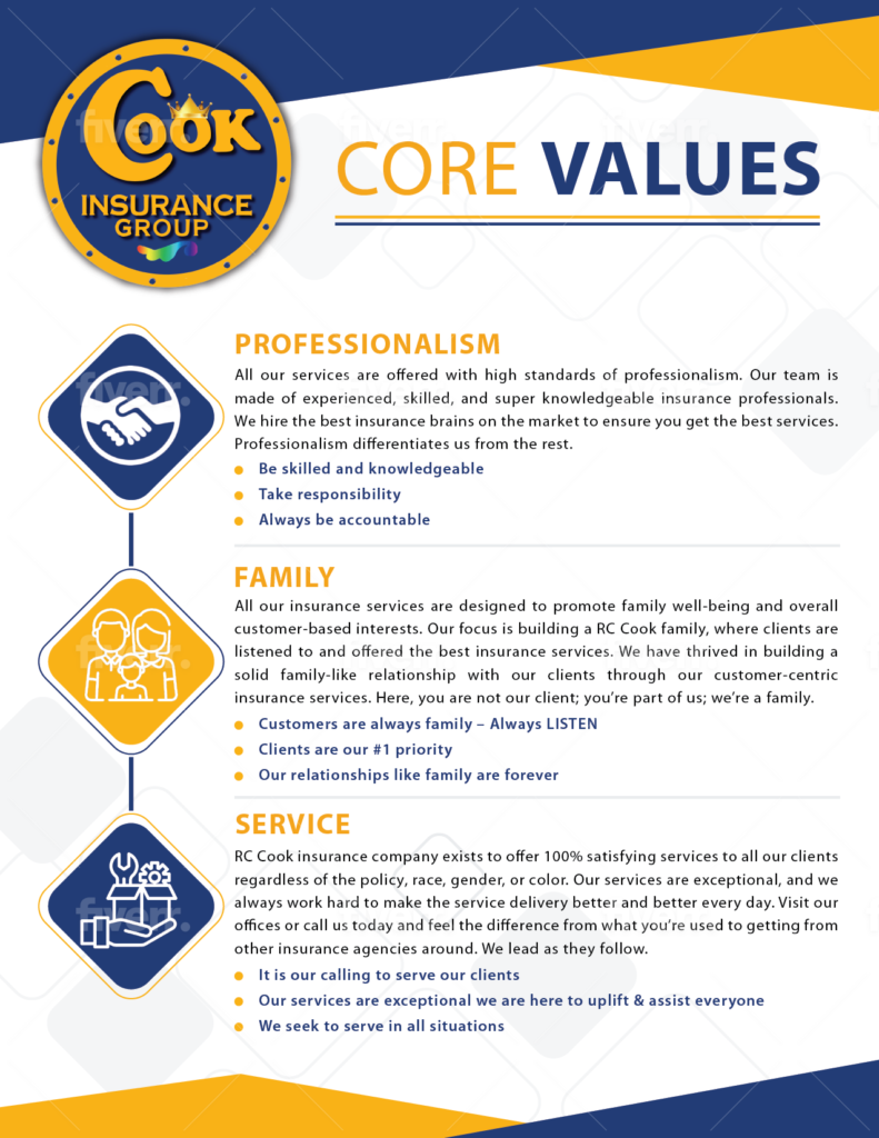 Our core values are professionalism, family, and service.  